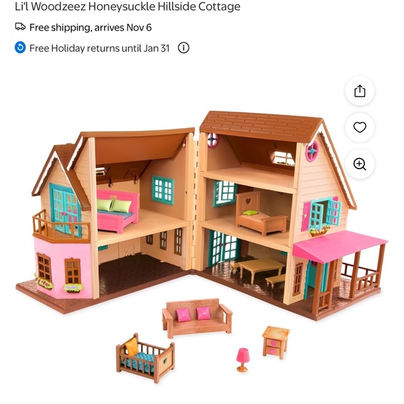 Whimsical Brown and Pink Dollhouse with Turquoise Accents - Picture 2 of 3